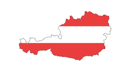 Fototapeta premium Austria map silhouette with flag colors on white background