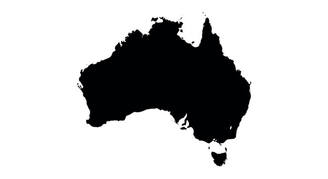 Black silhouette map of australia on a white background