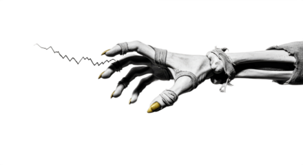 Scary horror concept isolated on white background, featuring eerie atmosphere and dark mysterious elements symbolizing fear, nightmare, and suspense in Halloween or thriller-themed design.