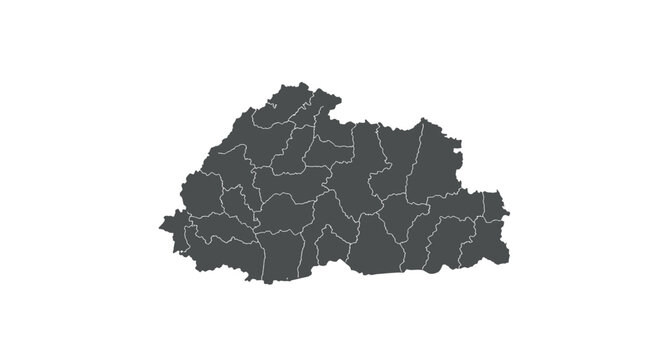 Bhutan political map: detailed silhouette of administrative divisions