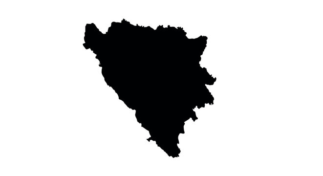 Black silhouette of bosnia and herzegovina map on a white background