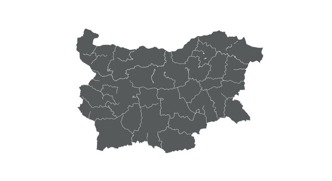 Detailed outline map of bulgaria with provincial borders
