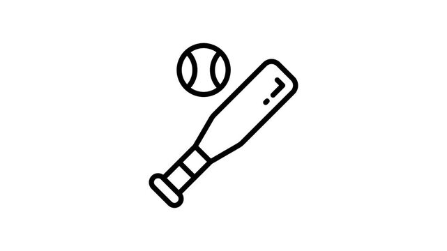 A linear animated icon of student baseball bat and ball