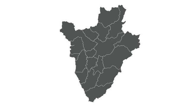 Map outline of burundi with provincial borders in simplistic flat design
