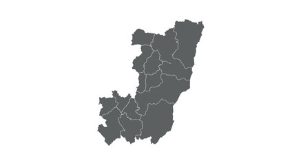 Obraz premium Grey outline map of republic of the congo with regional borders