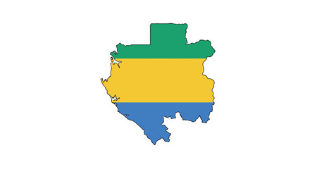 Obraz premium Gabon map with national flag design on white background