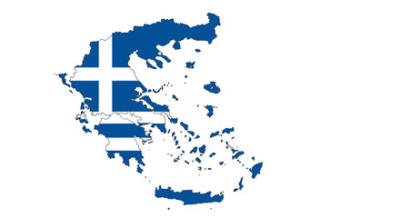 Greece map with national flag colors in simple outline design