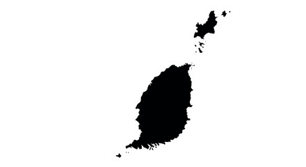 Grenada island silhouette map with surrounding islands