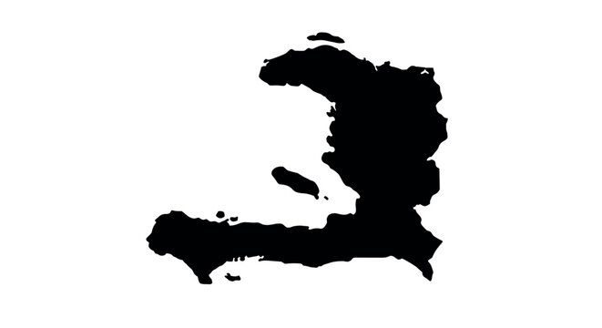 Haiti country outline map silhouette on white background