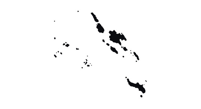 Minimalist map silhouette of vanuatu islands in black on white background