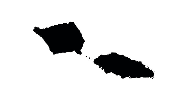Silhouette of samoa islands map: black outline on white background