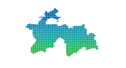 Fototapeta premium Colorful gradient tajikistan map with halftone dots pattern on white background