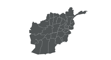 Fototapeta premium Dark silhouette map of afghanistan with provincial borders