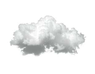 Digitally created fluffy cumulus cloud with soft shadows floating against a transparent background
