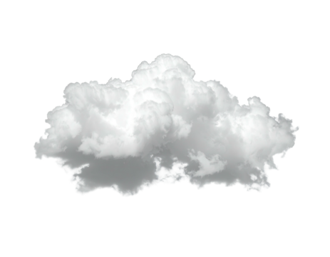 Digitally created fluffy cumulus cloud with soft shadows floating against a transparent background - Powered by Adobe