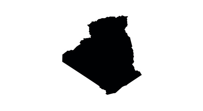 Silhouette map of algeria on white background