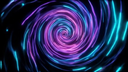 Dynamic abstract neon light spiral vortex background with glowing blue and purple lines. Futuristic energy tunnel effect. - Powered by Adobe