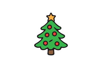 Simple Christmas tree vector Icon Illustration on white background.