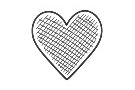 Abstract heart symbol forming from tennis racquet strings, representing passion for sport, love, and competition. Transparent background