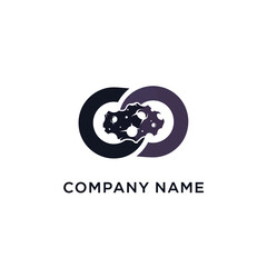 Interlocking Circles with Gears - A Modern Technology and Engineering Logo Design.