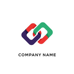 Interlocking Squares Logo Design with Rounded Corners and Vibrant Colors.