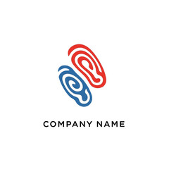 Intertwined Fingerprint Logo Design - Security, Identity, and Connection Symbol.