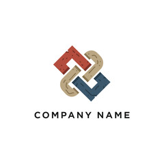 Intertwined Geometric Squares Logo Design with Textured Finish.