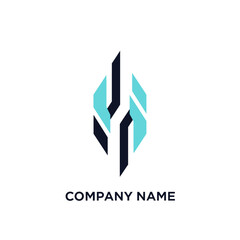 Modern Abstract Geometric Logo Design with Hexagonal Shape and Vertical Lines.