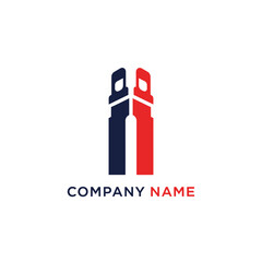 Modern Abstract Logo Design Representing Two Pillars or Towers.