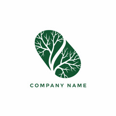 Natural medicine logo with a tree inside a green capsule.