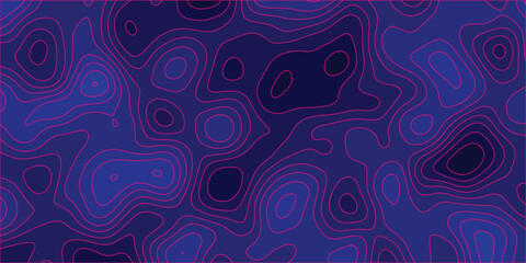 Vibrant abstract topographic contour map with bright pink outlines against a deep blue gradient background creating a striking, energetic pattern for modern design and digital art