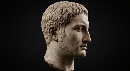 Ancient Roman marble bust exudes timeless elegance and historical gravitas, perfect for cultural or educational projects.