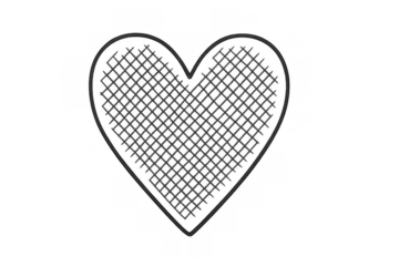 Heart shaped tennis racket stringing, conceptual love for sport and healthy lifestyle, transparent background
