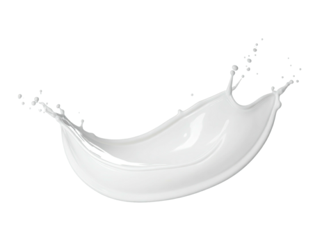 A dynamic arc of white liquid, captured in mid-air against a black background
