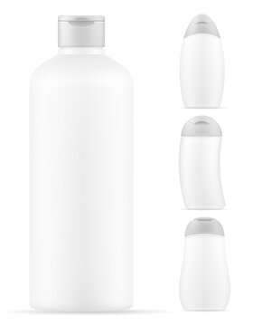 plastic bottle for shampoo hair empty template blank vector illustration isolated object icons