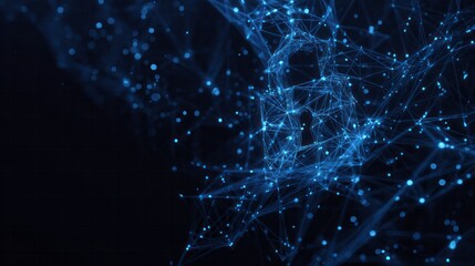 Illuminated digital network structure forms a symbolic representation of security against dark background