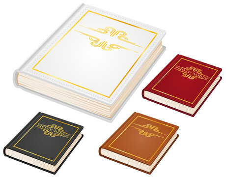 book bible and photo album old retro vintage vector illustration isolated object icons