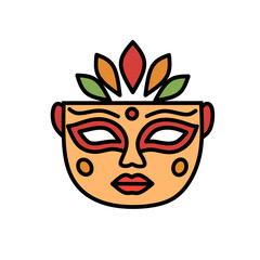 Decorative Ethnic Style Carnival Mask Icon with Ornate Headdress