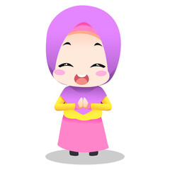 MUSLIM CARTOON CHILDREN VECTOR ILLUSTRATION 9 thank you