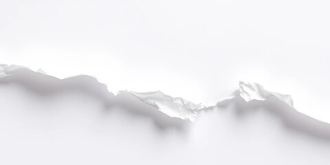 Close-up of ragged, white paper edges, isolated on pure white background,  vector,  close up