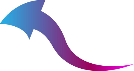 Curved arrow pointing upwards isolated on transparent background