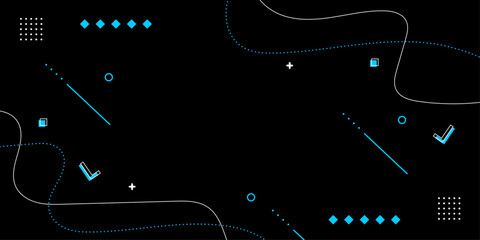 Modern black background template design with line and shapes vector.