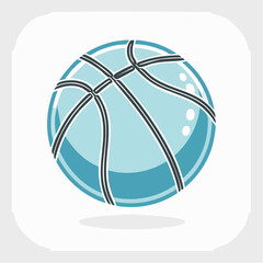 A blue basketball with black lines, symbolizing sports and games, captured in a simple, clean illustration style