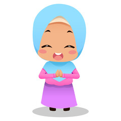 MUSLIM CARTOON CHILDREN VECTOR ILLUSTRATION 12 thank you
