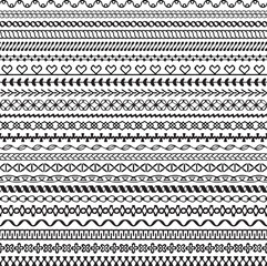 Black Hand Drawn Embroidery Stitch Border Patterns