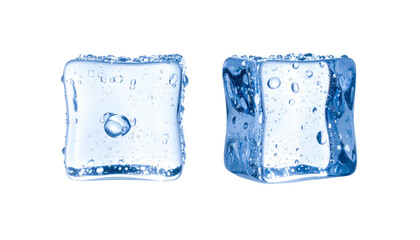 Tall clear ice block with trapped bubbles isolated on transparent background
