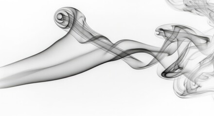 Abstract swirling smoke pattern isolated on white background
