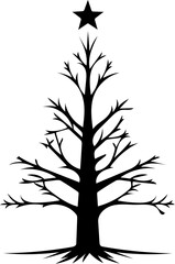 Obraz premium Christmas tree silhouette vector illustration isolated on white