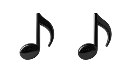 Single musical note isolated on transparent background