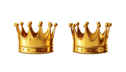 Single golden crown isolated on transparent background